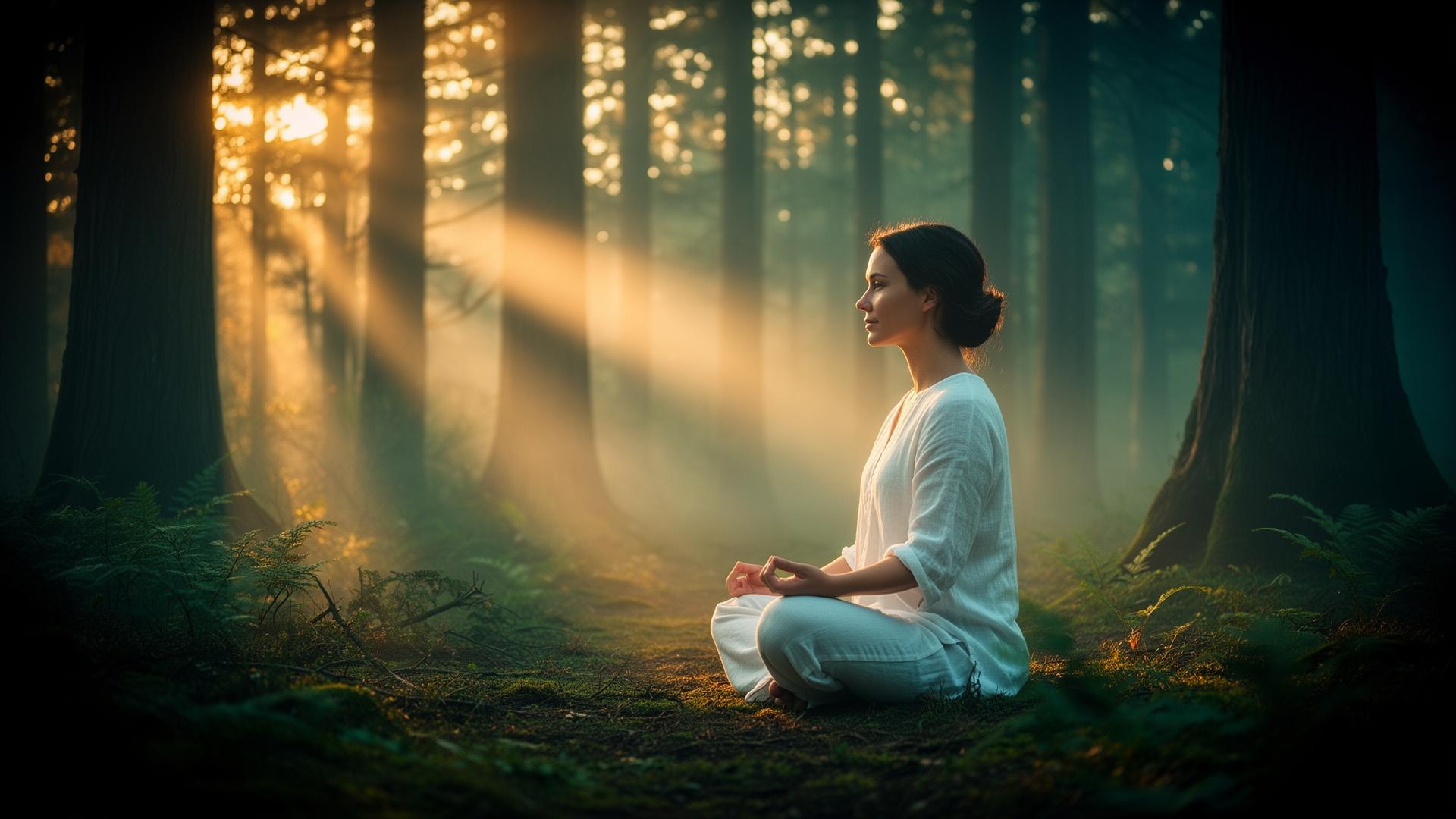 Serene women in meditation — embodying restored health and vitality
